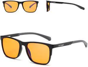 GlitchLens PC Gaming & Computer Glasses | 100% UV400 Protection (99.8% Lab Verified) | Ultra-Light Swiss-Designed Polycarbonate Frame