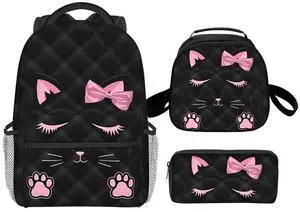 Oiibid Cat Backpack 3pcs, Multiple Themes, Suitable For Work, 17 Inch Backpack With Compartment (Style-1)