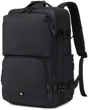 BAGOK Carry On Travel Backpack, 35L-40L Expandable Extra Large Airline Approved,Lightweight Daypack for Men and WomenBlack