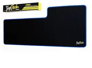 TOP TECH Premium Large Gaming Mouse Pad with Stitched Edges (34x15in) | Premium-Textured Mouse Mat | Extra Smooth | Non-Slip Base | Water-Resistant | Black & Blue