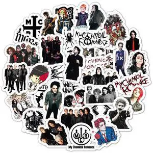 BulbaCraft MCR Stickers - Rock Band Stickers for Adults, 36 Pieces of Strong Adhesive and Waterproof Decals, Guitar Laptop Decals for Teens, Gifts for Women & Men