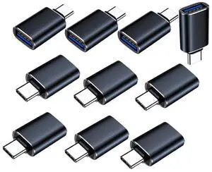 MINCHEN Type C Male to USB3.0 Female Adapter 10 Pack, USB C Adapter Connector Charge & Data Sync for Laptop Car Charger Headphone Computer Hub etc. (10, Black)