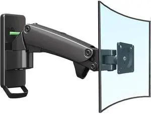 NB AV Mount F120 Monitor Arm Monitor Wall Mount for Most 27'' Flat or Curved Screens up to 15 lbs, Computer Monitor VESA Mount Gas Spring, Swivel Tilt Adjustable Fits VESA 75 x 75 or 100 x 100MM.