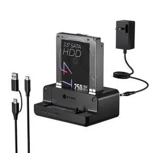 M.2 NVMe & SATA SSD/HDD Hard Drive Docking Station, ICY BOX USB-C 10Gbps M.2 NVMe&SATA Cloner&Reader, Dual Bay Hard Drive cloner for 2.5"/3.5" SSD&HDD Hard Drives, 2 Way Offline Cloning Clone Station