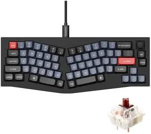 Keychron Q8 Wired Custom Mechanical Keyboard Knob Version, 65% Alice Layout QMK/VIA Programmable with Hot-swappable Gateron G Pro Brown Switch Double Gasket Compatible with Mac Windows Linux (Black)