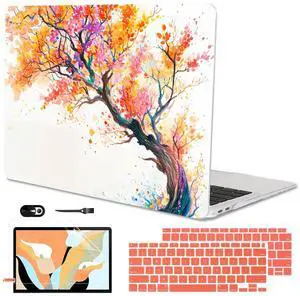 LCMOCICO Compatible with MacBook Air 13 inch Case M1 A2337 A2179 A1932 2021 2020 2019 2018 Release with Retina Display & Touch ID, Crystal Pattern Plastic Hard Shell Case Cover, Phoenix Tree Flowers