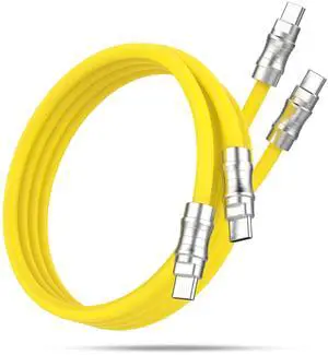 IYUANEPRO USB C to USB C Silicone Cable 2Pack 6.6FT, Ultra Flexible & Soft USB Type C 100W Fast Charging Cable, Geek Industrial PD Data Transfer for Phones,Tablet,Laptops(Yellow)