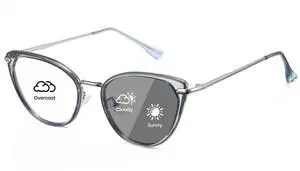 Cyxus Photochromic Glasses for Women UV Protection with Blue Light Blocking Trendy Cat Eye Frame8281i43 Gray Frame