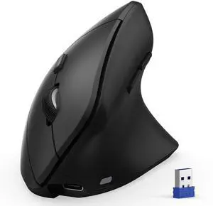 TECKNET Ergonomic Mouse Lightweight, 2.4G+Bluetooth Rechargeable Vertical Mice 6 DPI Adjustable, Wireless Optical Carpal Tunnel Mouse, Silent 6 Buttons for Laptop, PC, Computer, Desktop