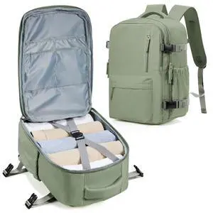 winspansy Carry on Travel Backpack for Women Men Lightweight Business Gym Laptop Work Backpack Airport Frontier Airlines Personal Item Bag Flight Approved Mochilas de Viaje Green