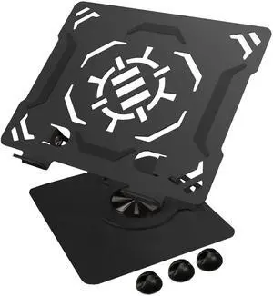 ENHANCE R1 Rotating Laptop Stand with 3 Cable Holders - Adjustable Laptop Riser for Desk, Metal Foldable Laptop Stand, Laptop Cooling Holder Compatible with Dell, Apple, Lenovo Laptops, More - Black