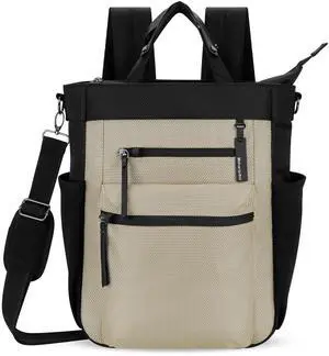 Sherpani Soleil, Anti Theft Convertible Backpack, 3 in 1 Tote Bag, Cross Body Purse, 18L Travel Backpack, Travel Gifts for Women, RFID Protection, Metal Hardware Fits 13 Laptop (Straw)