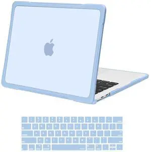 MOSISO Compatible with MacBook Pro 13 inch Case M2 2025-2016 A2338 M1 A2251 A2289 A2159 A1989 A1708 A1706, Soft TPU Bumper Anti-Cracking&Anti-Fingerprint Plastic Hard Case&Keyboard Cover, Air Blue