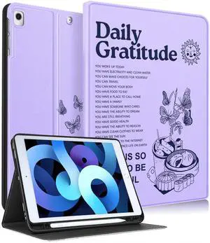 Uppuppy for iPad 9th/8th/7th Generation Case 10.2 Inch Girls Cute Women Folio Smart Cover Pencil Holder Butterfly Girly Teens Kawaii Pretty Purple Cases for Apple iPad 7/8/9 Gen A2602 A2270 A2197