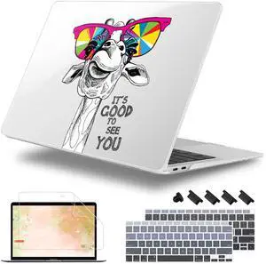 Lepeoac for MacBook Air 13 Inch Case 2020-2018 (A2337 M1 A2179 A1932), Shockproof Hard Shell Cover with Screen Protector, for Retina Display & Touch IDFull Protection for MacBook Air - Giraffe