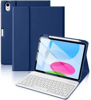 Beydoa for iPad 10th Generation Case with Keyboard 10.9 Inch 2022/iPad (A16) 11th Gen 11 Inch 2025 - Magnetic Detachable Keyboard, Stain Proof Cover, Smart Folio Case with Pencil Holder - Navy Blue