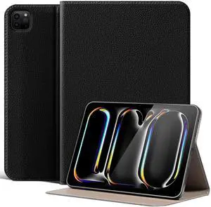 XFYKJIN Case for iPad Pro 11 Inch 2024 M4 A2836 A2837 A3006,Protective Shockproof Smart Folio Cover Adjustable Stand - Auto Wake/Sleep and Multiple View Angles,Black