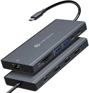 DGYBDFC USB C Docking Station 3 Monitors 100W PD 4K120Hz 12 in 1 Thunderbolt to Triple Displayport Docking Station USB C Hub Multiple Adapter, 2xUSB-C 3.2, 2xUSB-A 3.0, SD Card, 1000Mbps Ethernet