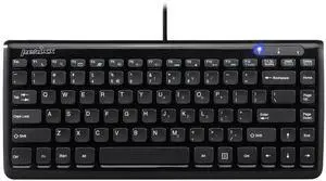 Perixx PERIBOARD-407B US, Wired USB Mini Keyboard with 11 Hot Keys - Glossy Black - US English Layout