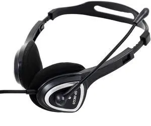 iMicro Im320 USB Headset with Adjustable Microphone Noise Cancelling, Wired Headphone for PC, Laptop,Black