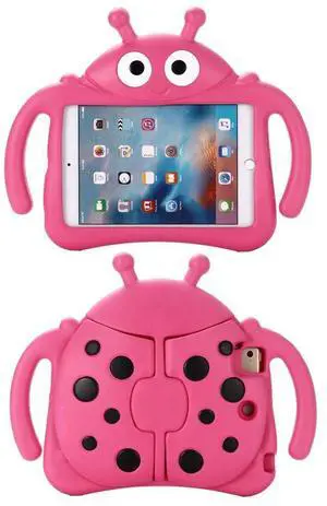 Tading Kids Case for Apple iPad mini 5/4/3/2/1 7.9 inch Only, Kids Proof Lightweight EVA Foam Stand Cover NOT for mini 6 Nor 7 - Ladybug, Hot Pink