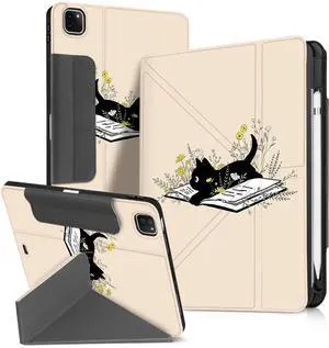 Miss Adola for iPad Air 11 Inch M3 2025 & M2 2024/Air 5th/4th Generation 10.9 Inch/Pro 11 Inch Case - with Pen Holder for Girls Boys Women Men Cute Cartoon Cool Anime Kawaii Fun, Book Cat
