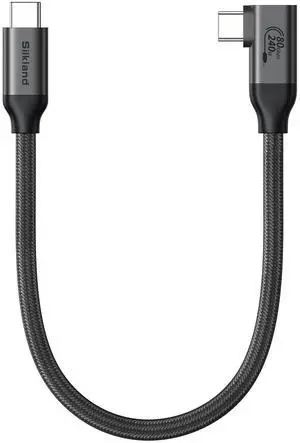 Silkland 80Gbps Right Angle USB 4 Cable for Thunderbolt 5 Cable 1FT, 120Gbps Bandwidth for 16K/Dual 8K, 240W, 90 Degree Braided USB C Video Cable Compatible Thunderbolt 4/5, MacBook M4 Pro,Dock,eGPU