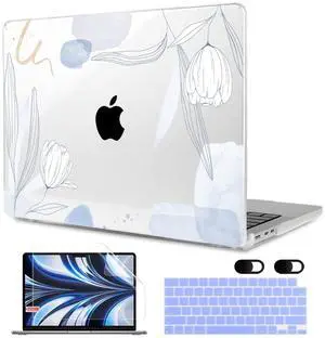 MEEgoodo Case for MacBook Air M4/M3/M2 13.6 inch 2025 2024 2022, Fit Model A3240 A3113 A2681, Compatible with MacBook Air 13 inch, Laptop Hard Shell Case with Keyboard Cover, Floral 33