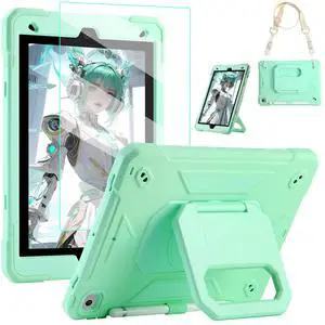 for iPad 9th/8th/7th Generation Case, iPad 10.2 Case 2021/2020/2019, Rugged Heavy Duty Shockproof Protective Kids Case with Screen Protector/360° Rotating Folding Stand/Pencil Holder/Shoulder Strap