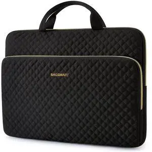 BAGSMART Laptop Sleeve for 15-inch MacBook Air/Pro, Compatible with 15.6 inch HP, Dell, Acer, Asus Notebook, Protective Case with Pocket and Handle, Black