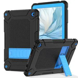 MENZO Case for Fire HD 10 (Only 13th Gen, 2023 Release) Bracket Design, Layer Duty Shockproof Rugged Case with Kickstand, Black+Teal