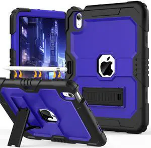 OKP Case for iPad 11 inch (A16) 2025/ iPad 10th Generation 10.9'' 2022, Heavy Duty Shockproof Rugged 11th/ 10 th Gen Protective Cover with Pencil Holder/Kickstand for Kids Women Men, Black+Blue