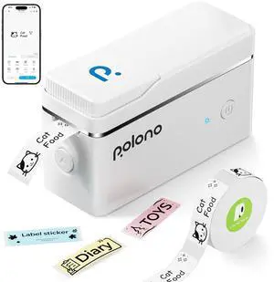 POLONO Label Maker Machine with Tape, P31S Bluetooth Label Printer, Mini Label Maker with Multiple Templates for School Office Home Organization, Wireless Portable Thermal Printer for Storage, White