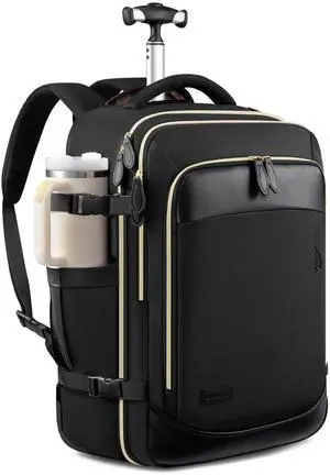 LOVEVOOK Rolling Backpack for Women, 50L Travel Backpack with Wheels, Carry on Luggage for Men, 17.3 Inch Wheeled Laptop Bag, Flight Approved Personal Item Suitcase