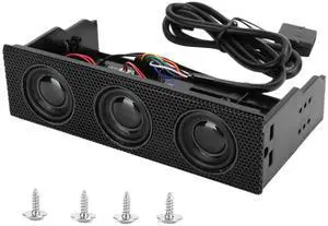 PC Front Speaker With Built-in Microphone - 5.25in Front Panel Stereo Computer Music Speaker for Surround Case