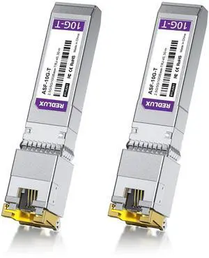 REDLUX 2.5/5/10G SFP+ to RJ45 Module, CAT.6a/CAT7 RJ45 Connector, up to 30m, 10GBase-T Copper Transceiver Compatible for Cisco SFP-10G-T, Ubiquiti UF-RJ45-10G, Meraki, and More, 2 Pack