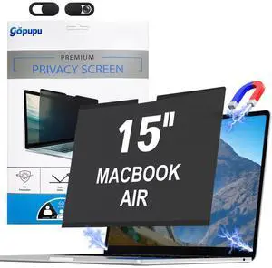 Strong Magnetic Privacy Screen Compatible with Macbook Air 15 Inch 2025 2024 2023 M2 M3 M4 A2941 A3114 A3241, Removable Screen Filter Macbook Air 15 inch Screen Protector with Camera Cover Anti Blue L