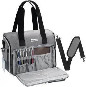 Professional Tote for Women 15.6" Laptop Bag - Teacher Nurse Work Bag Lay-Flat, Office College Commuting, Craft Organizer Bag (Gray, Medium)