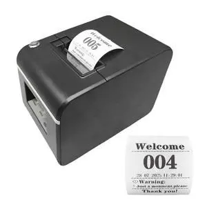 KOQICALL Auto-Cutter Ticket Printer Take a Number Dispenser 57mm Receipt Ticket Thermal Printer Can Edit Text via PC Show 3-Digits Waiting Number for Queue