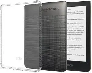 TUDIA SKN Designed for Kobo Clara HD Case 6" (2018) Back Cover, [Reinforced Corners] Shockproof Slim Anti-Yellowing Silicone Gel Clear Back Lightweight Grip TPU Bumper for eReader - Clear