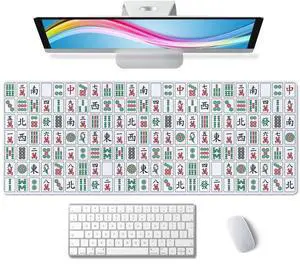 Mahjong Tiles Large Gaming Mouse Pad,Mouse Pad Gaming 31.5 x 11.8 in Mouse Mat Desk Pad,Large Desk Mat,Extended Keyboard Mousepad with Non-Slip Base and Stitched Edge for Desk Home Office