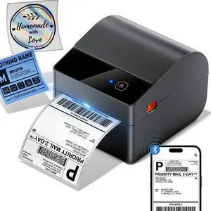 ASprink Bluetooth Shipping Label Printer 4x6, 2025 Upgraded Thermal Label Printer with Built-in Paper Bin, Thermal Printers for Small Business & Shipping Packages, Compatible with Amazon, Tiktok, USPS