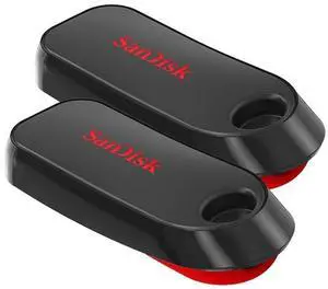 SanDisk 32GB Cruzer Snap SuperSpeed USB 2.0 Flash Drive, 2 Pack, Black, Black/red