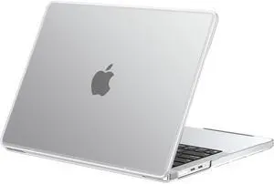 BlueSwan Anti-Cracking Hard Shell Case Compatible with MacBook Pro 14-inch 2025 2024-2021 Release M4 M3 M2 M1 Pro/Max Chip, Anti-Fingerprint Soft TPU Bumper, Frosted White