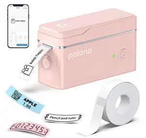 POLONO Label Maker with Tape, Portable Thermal Label Printer, Bluetooth Label Maker for Home, Office, Mini Label Printer with Templates, Sticker Maker Mini Printer for Organizing Storage, Rose