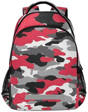 ALAZA Teens School Backpack Red Black White Camouflage Pattern Laptop Backpack with Reflective Strap, Travel Backpack Casual Daypack for Elementary Primary middle Bookbag