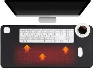 Heated Desk Pad Mouse Pad - Warm Desk Pad,Electric Heating Pad with 3 Heating Levels & 4 Hours Auto Shut-Off,31.5 x 13 inchExtended Edition Gaming Mouse Pad (Black)