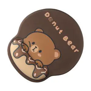 dohobby Cute Bear Donut Mouse Pads with Wrist Support, Brown Soft Gel Mouse Pads with Non-Slip Base, Typing and Pain Relief for Office Home