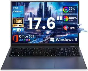 jumper 17.6 Inch Laptop, 1 Year Office 365, Laptop Computer with 16GB RAM, 512GB SSD+128GB Storage, Windows 11 Laptop, Quad-Cores Processor, 100% sRGB FHD Display, WiFi6, BT5.2, Backlit Keyboard