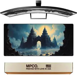 MPCO. Dark Fantasy Large Gaming Desk Pad - 36" x 17" Aeroglyde Fabric Echoes of the Deep Desk Mats - Non-slip, Washable, Smooth Glide for Precision Gaming & Work